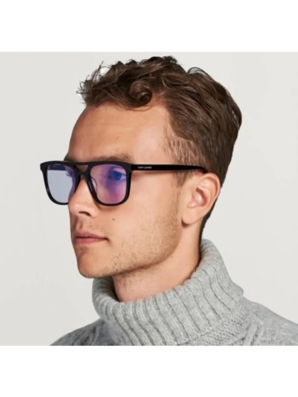 Saint Laurent SL455 005 Sunglasses Black Square Frame, Grey Photochromic Lenses